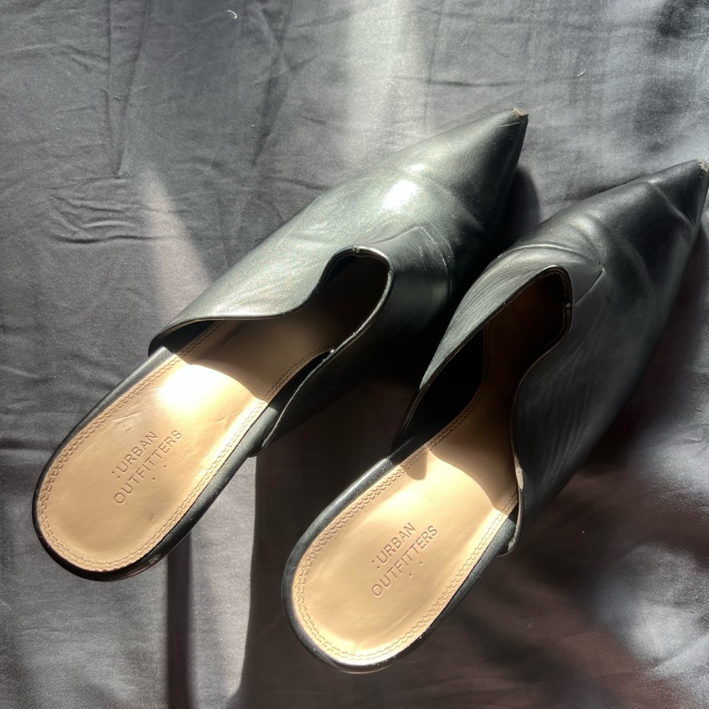 Urban Outfitters Women's Black Heeled Mules